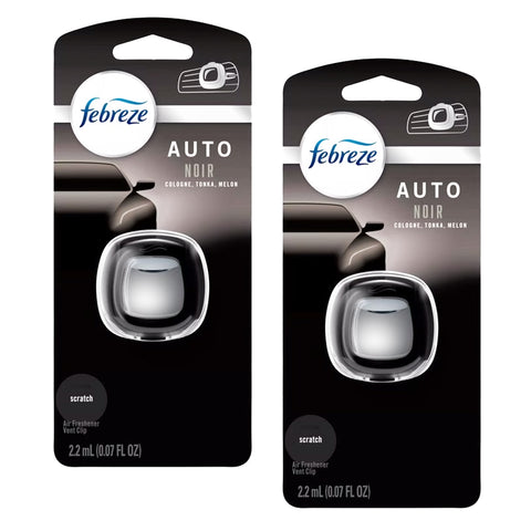 Febreze Car Air Freshener Vent Clip - Automotive Air Fresheners Noir Scent - Car Air fresheners and Odor Eliminator, 2 Pack