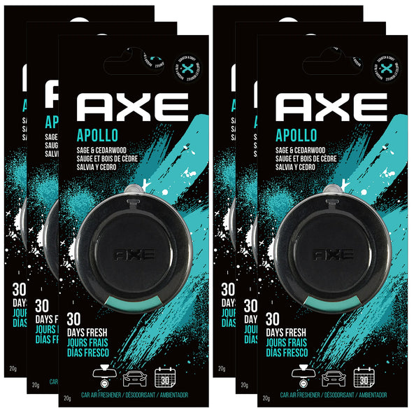 Axe Apollo Hanging 3D Disc Car Air Freshener, Odor Eliminator for Strong Odor Car Air Fresheners Hanging for Your Car, 6 Packs
