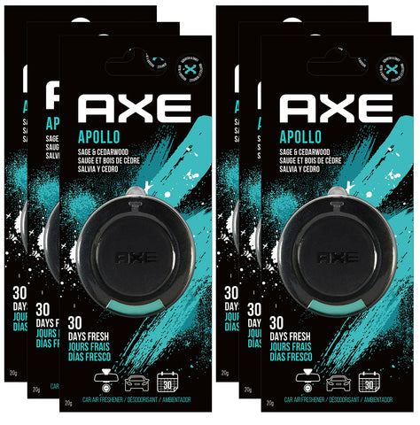 Axe Apollo Hanging 3D Disc Car Air Freshener, Odor Eliminator for Strong Odor Car Air Fresheners Hanging for Your Car, 6 Packs