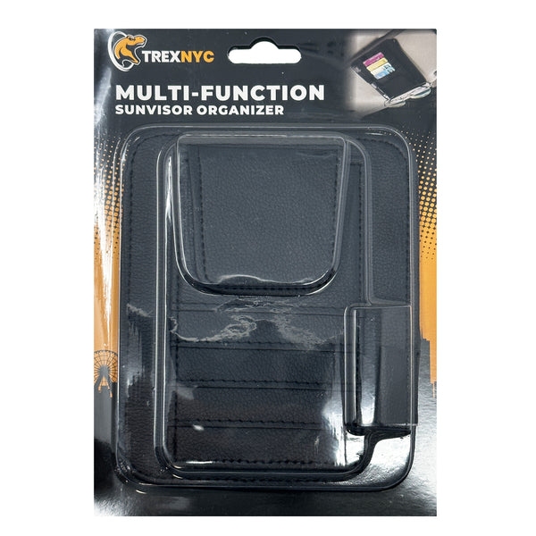 TrexNYC Multi-Function Car Organizer: Backseat and Sun Visor Storage - Ultimate Car Organizers and Storage, Black