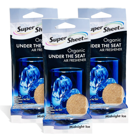 Super Sheet, Organic Under the Seat Car Air Freshener, Long Lasting Fragrance, Midnight Ice Scent, 3 Pack