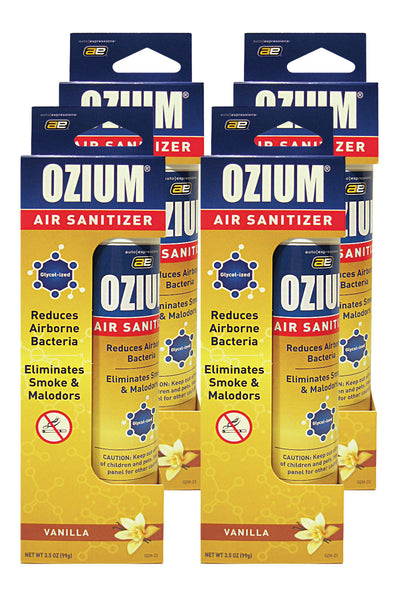 Ozium Cigarette Smoke Air Sanitizer Eliminates Smoke Smell, Aerosol Spray, Vanilla 3.5oz (Pack of 4)