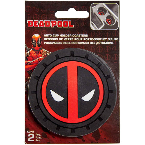 Plasticolor Deadpool Car Coaster, 2x Cupholder Coasters Marvel Comics Deadpool