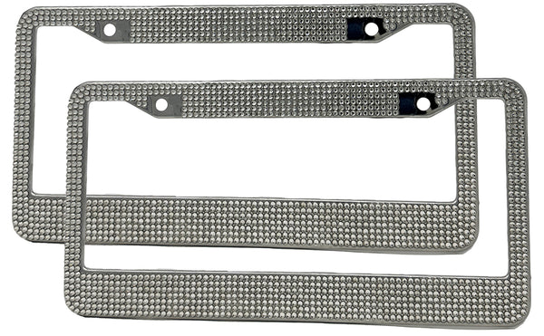 TrexNYC Bling License Plate Frames - Front and Rear Set of Dazzling License Plate Holder with Bling, 2 Packs