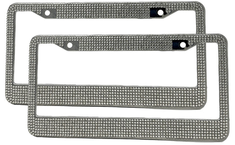 TrexNYC Bling License Plate Frames - Front and Rear Set of Dazzling License Plate Holder with Bling, 2 Packs