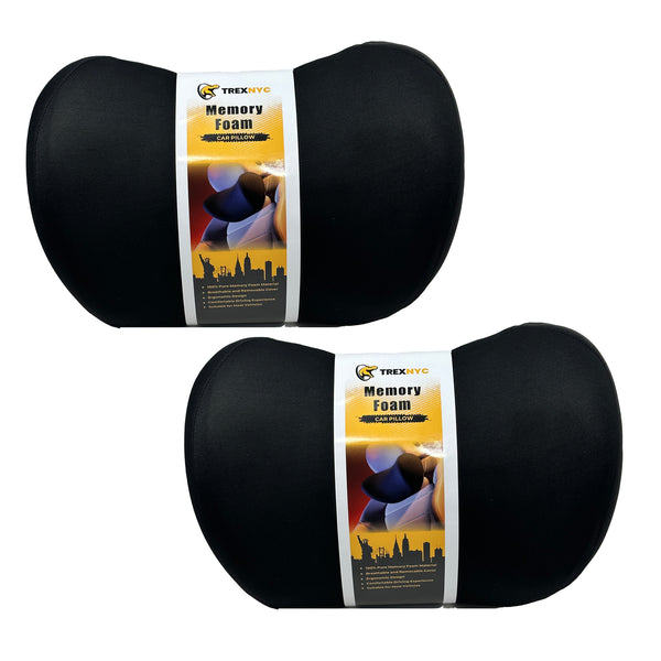 TrexNyc Car Pillow for Neck - Car Headrest Pillow - Headrest Cushion - Comfortable Car Neck Pillow with Memory Foam, 2 PACK