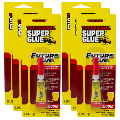 Super Glue: Original Future Glue, 0.07 OZ - Heavy Duty, Strong Glue for Plastic, Wood, Rubber, Ceramic Repair, and More, 6 Packs