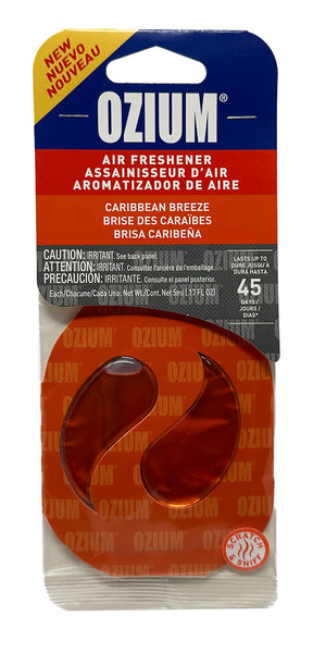 Ozium Paper Membrane Hanging Car Air Freshener - Automotive Air Fresheners and Odor Eliminator for Car, Caribbean Breeze