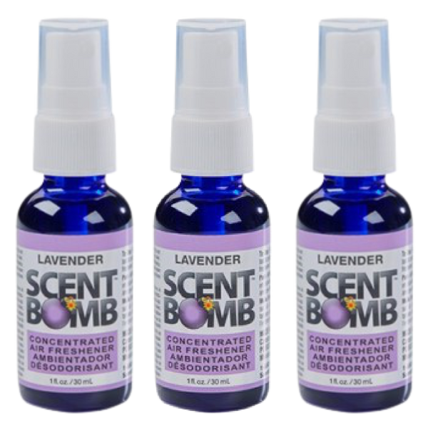 Scent Bomb Air Freshener Spray, 100 % Oil Based Concentrated Air Freshener, Air Freshener Spray for Car, Room, Bathroom and Odor Eliminator, Lavender, 3 Pack