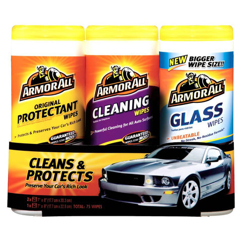 Armor All Automotive Wipes KIT Multi-Purpose Vehicle Must Have Cleaning & Glass Wipes Combo Kit