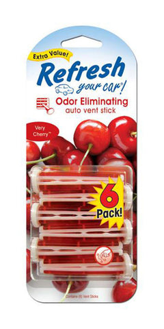 Refresh Car and Home Vent Sticks Air Freshener Odor Eliminator, Very Cherry Scent (6 Sticks)