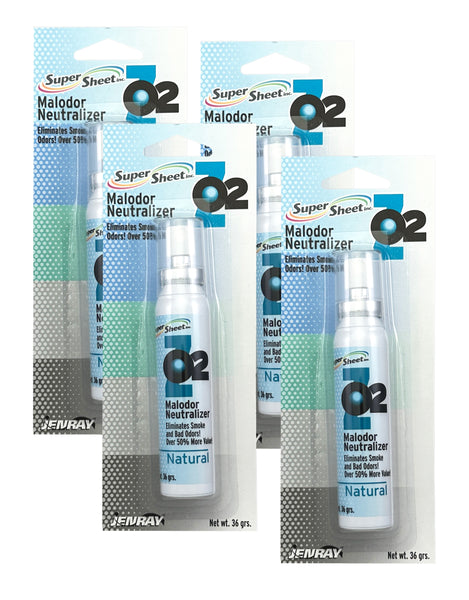 Super Sheet Malodor Neutralizer with Natural Scent: The Ultimate Car Spray Freshener, Smoke Eliminator for Car; All-in-One Car Sanitizer Spray, 1.3 oz, 4 Packs