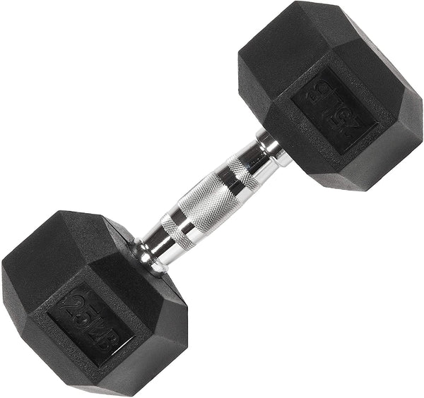Gymnastics Power Hex Dumbbells Exercise & Fitness Weights Dumbbell for Women & Men (25 lb, Single)