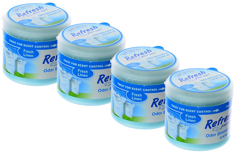 Refresh Scented Gel Air Freshener Car Home & Office Odor Eliminator 4.5oz, Fresh Linen (Pack of 4)