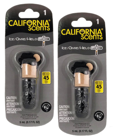 California Scent Air Fresheners Hanging Vial Necklace - Ice Scent: Hanging Air Freshener & Odor Eliminator for Strong Odor, 2 Packs