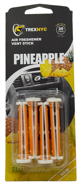 TrexNYC Car Air Fresheners Vent Sticks, Essential Car Odor Eliminator, For Long Lasting Fragrance up to 30 days, Pineapple