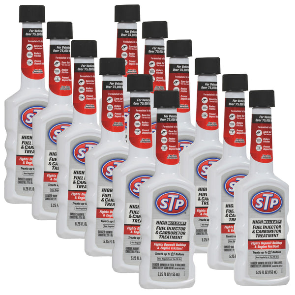 STP High Mileage Fuel Injector & Carburetor Treatment - 5.25 fl. oz. (12-Pack)