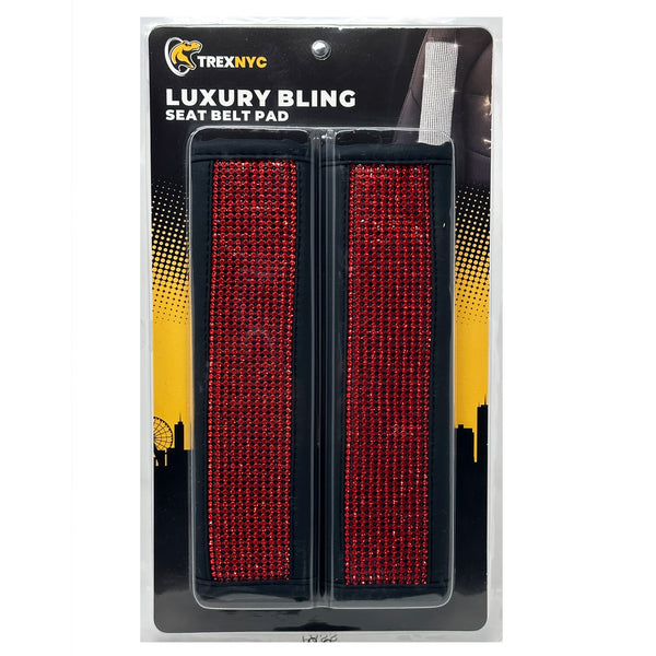TrexNYC Seat Belt Comforter: Bling Car Accessories - Car Seat Strap Covers, Bling/Red