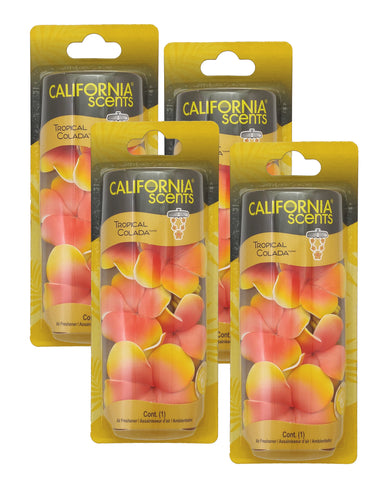 California Scents Scented Necklace in Tropical Colada: The Perfect Lei for Your Car - Hanging Flower Air Freshener, 4 Packs