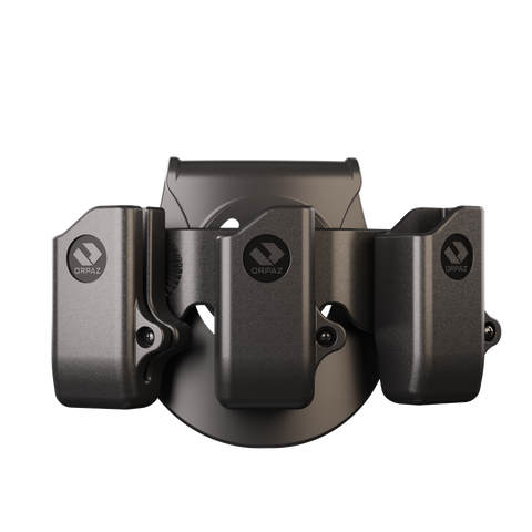 Orpaz Pistol Mag Pouch Compatible with FN 509 Magazine Holster for 0.40, 9mm Magazine Holder, Triple Mag, Paddle