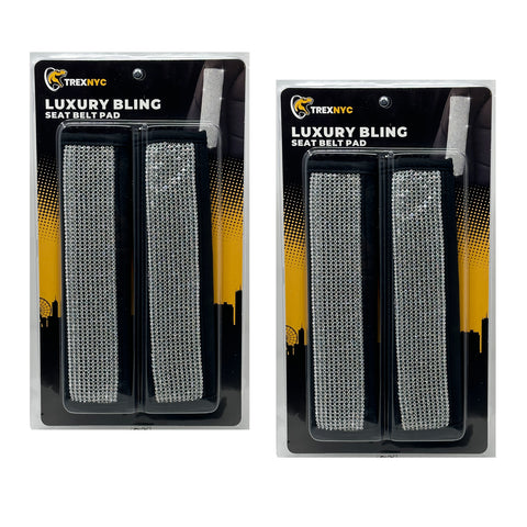 TrexNYC Seat Belt Comforter: Bling Car Accessories - Car Seat Strap Covers, Bling/Silver, 2 Packs
