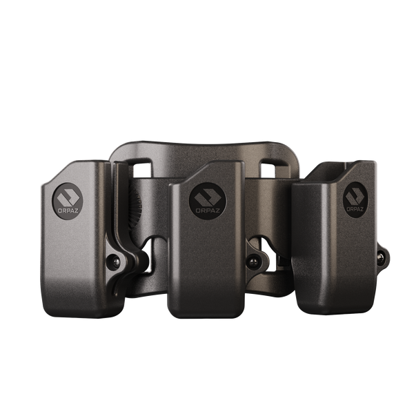 Orpaz Pistol Mag Pouch, Magazine Holster for 0.40, 9mm Magazine Holder, Triple Magazine, Belt Loop, for Glock 43 & similar