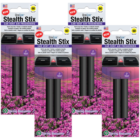 Stealth Stix, Car Air Freshener, Long Lasting Vent Clip Freshener, Spring Blossoms Scent, 4-Pack (2 per pack)