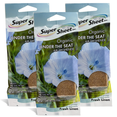 Super Sheet, Organic Under the Seat Car Air Freshener, Long Lasting Fragrance, Fresh Linen Scent, 3 Pack