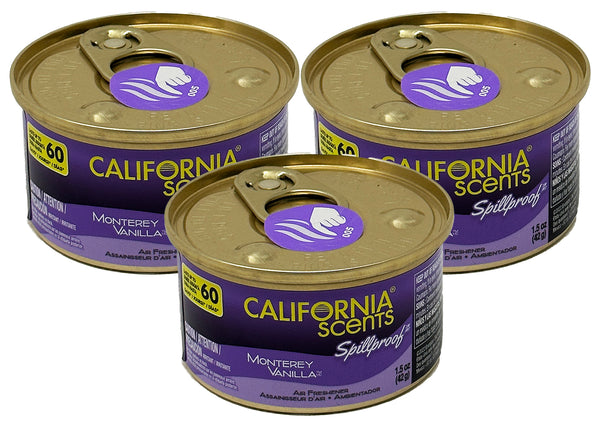 California Scents Spillproof Car Air Freshener - The Best Car Air Freshener and Odor Eliminator for Your Vehicle, Monterey Vanilla, 3 Packs