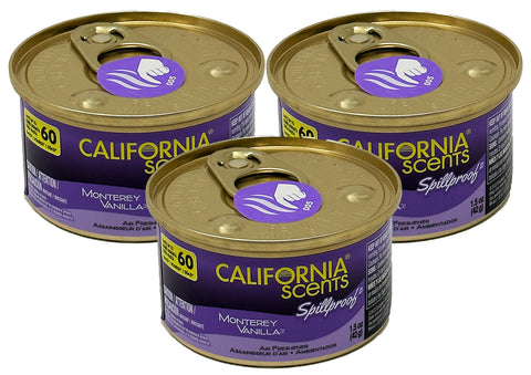 California Scents Spillproof Car Air Freshener - The Best Car Air Freshener and Odor Eliminator for Your Vehicle, Monterey Vanilla, 3 Packs