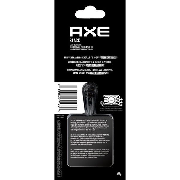 AXE Air Freshener Mini Vent Clip, Odor Eliminator, Air Purifier Provides A Long Lasting Scent, Black