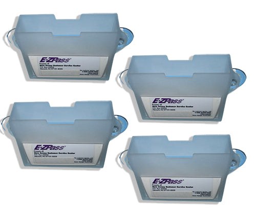 TrexNYC EZ Pass/I-Pass Holder for Car, Holds Tightly to your Car Windshield with 3 Suction Cups, 4 Packs, Clear