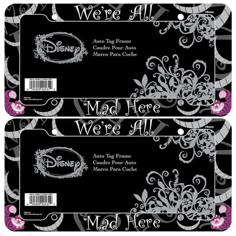 Chroma Cheshire Cat Were All Mad Here License Plate Frames:  Plastic Car License Plate Covers & Frames, 2 Packs