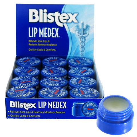 Blistex Medex Lip Moisture 0.25 oz All Day Cooling and Pain Relievers for Sore Lips Pack of 12