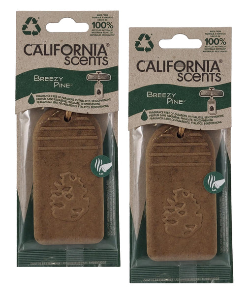 California Scents Breezy Pine Hanging 3D Paper: Natural, Environmentally Friendly Car Freshener with Recycled Materials and Strong Odor Eliminator for Automotive Air Freshening, 2 Packs
