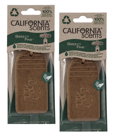 California Scents Breezy Pine Hanging 3D Paper: Natural, Environmentally Friendly Car Freshener with Recycled Materials and Strong Odor Eliminator for Automotive Air Freshening, 2 Packs