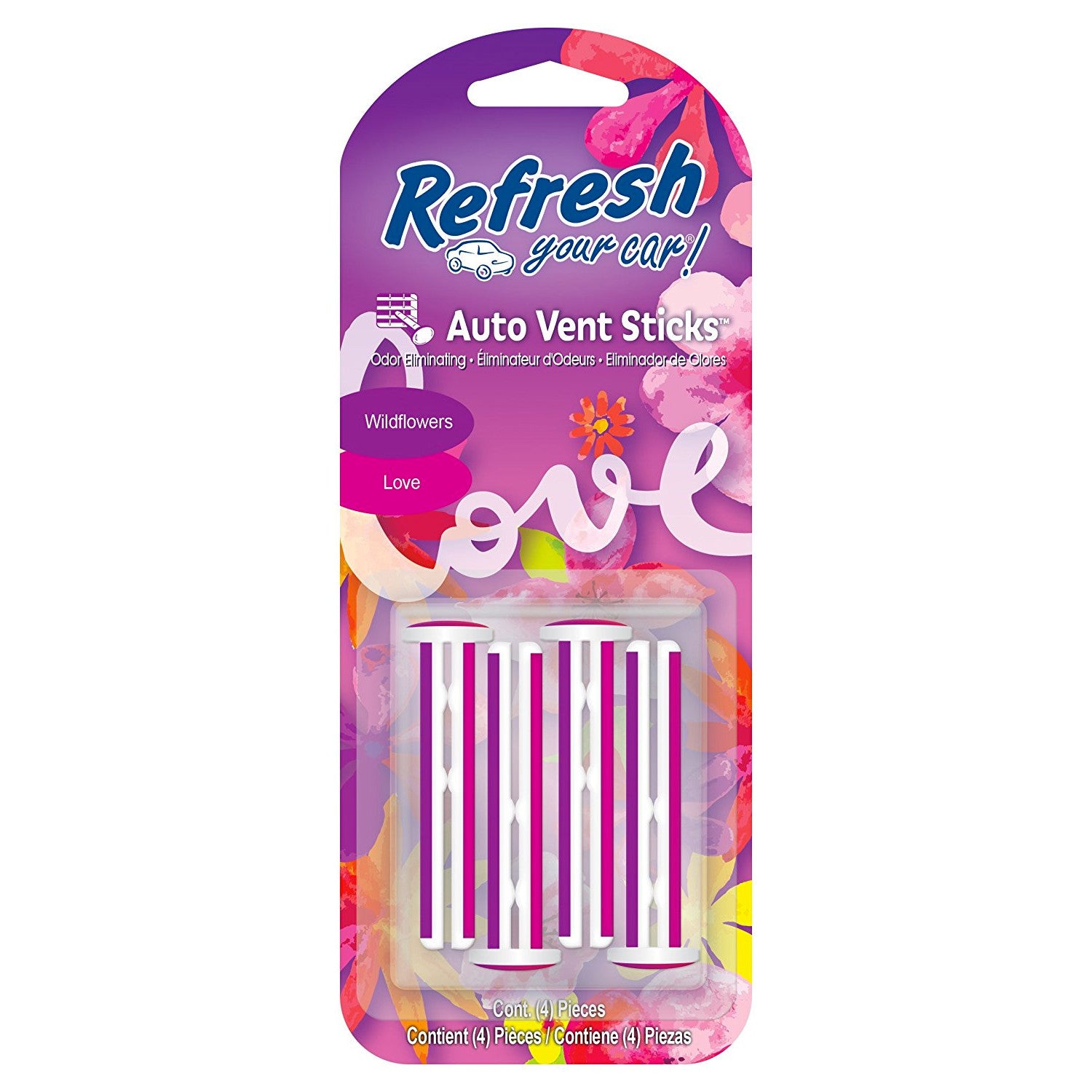 Refresh Auto Vent Sticks Car Air Freshener, Wildflowers/Love Scent by GOSO  Direct