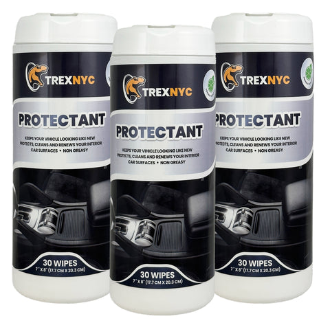 TrexNYC Protectant Wipes, Car Interior Cleaner with UV Protection to Protect Interior Car Surfaces and Fight Cracking & Fading, 3 Packs