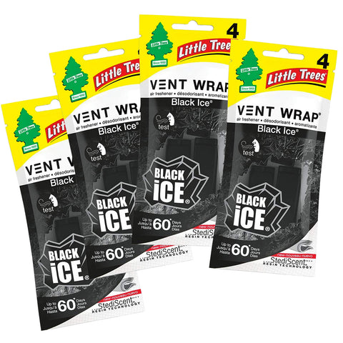 Little Trees Vent Wrap Air Freshener, Black Ice, 4-Packs (4 Count)