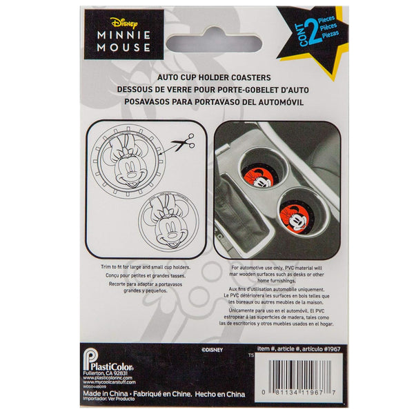 Minnie Mouse Car Cup Coasters 2-Piece - Cute Coasters for Your Car Cup Holders, Must-Have Accessories for Your Car Interior