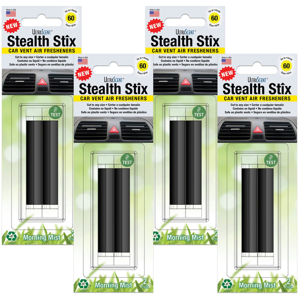 Stealth Stix, Car Air Freshener, Long Lasting Vent Clip Freshener, Morning Mist Scent, 4-Pack (2 per pack)