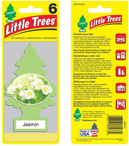 Little Trees Hanging Car Freshener Cardboard Paper For Home Car Office Jasmin Pack of 6