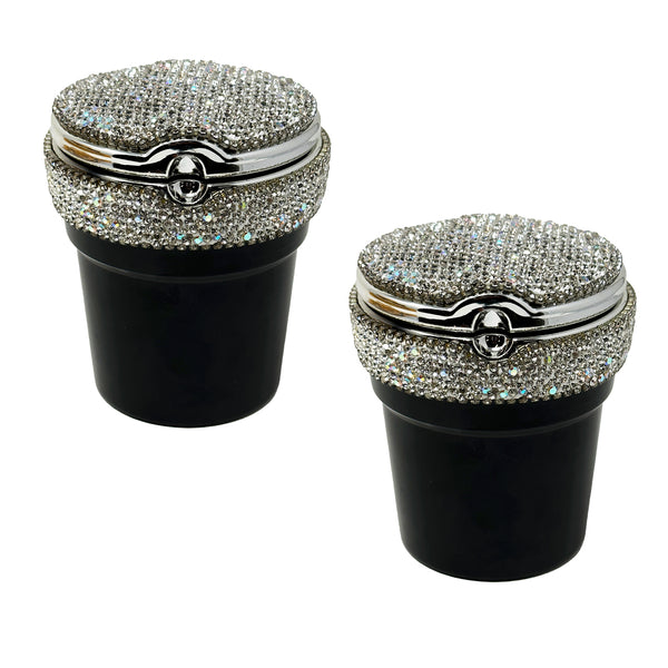 TrexNYC Car Ashtray Exclusive Bling with Blue LED Light and Portable Ashtray Design - Ideal for Car, Home, and Office, 2-Packs