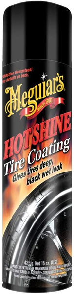 MEGUIAR’S Hot Shine High Gloss Tire Coating, Tire Protectant for Long-lasting Satin Finish, Prevents Tire to Dry Rot, 15 oz, 6 Packs