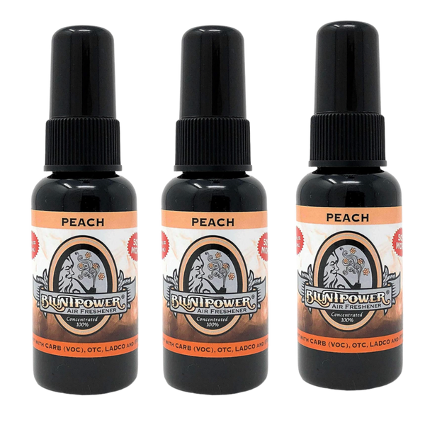 Blunt Power Air Freshener Spray, Oil Based Concentrated Air Freshener and Oil Diffuser, Air Freshener Spray for Car, Room, Bathroom, Odor Eliminator and Room Deodorizer, Peach, 1.5 oz, 3 Pack