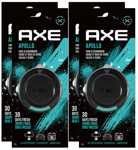 Axe Apollo Hanging 3D Disc Car Air Freshener, Odor Eliminator for Strong Odor Car Air Fresheners Hanging for Your Car, 4 Packs