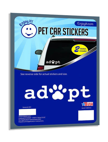 Adopt A Pet Paw Print Car Sticker, Outdoor Rated Vinyl Sticker Decals,  2 Stickers