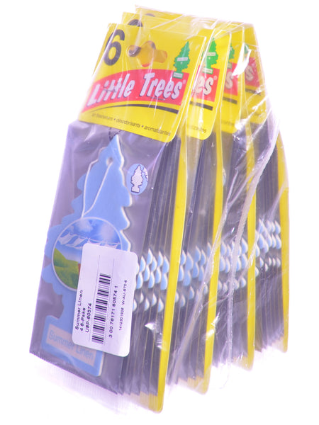 Little Trees Cardboard Hanging Car, Home & Office Air Freshener, Summer Linen (Pack of 24)