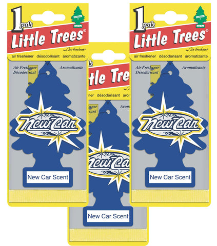 Little Trees Hanging Car and Home Air Freshener, New Car Scent - 3 Pack