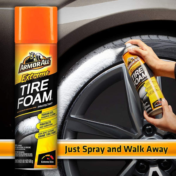 Armor All Extreme Car Tire Foam, Tire Cleaner Spray for Cars, Trucks, Motorcycles, 18 Oz